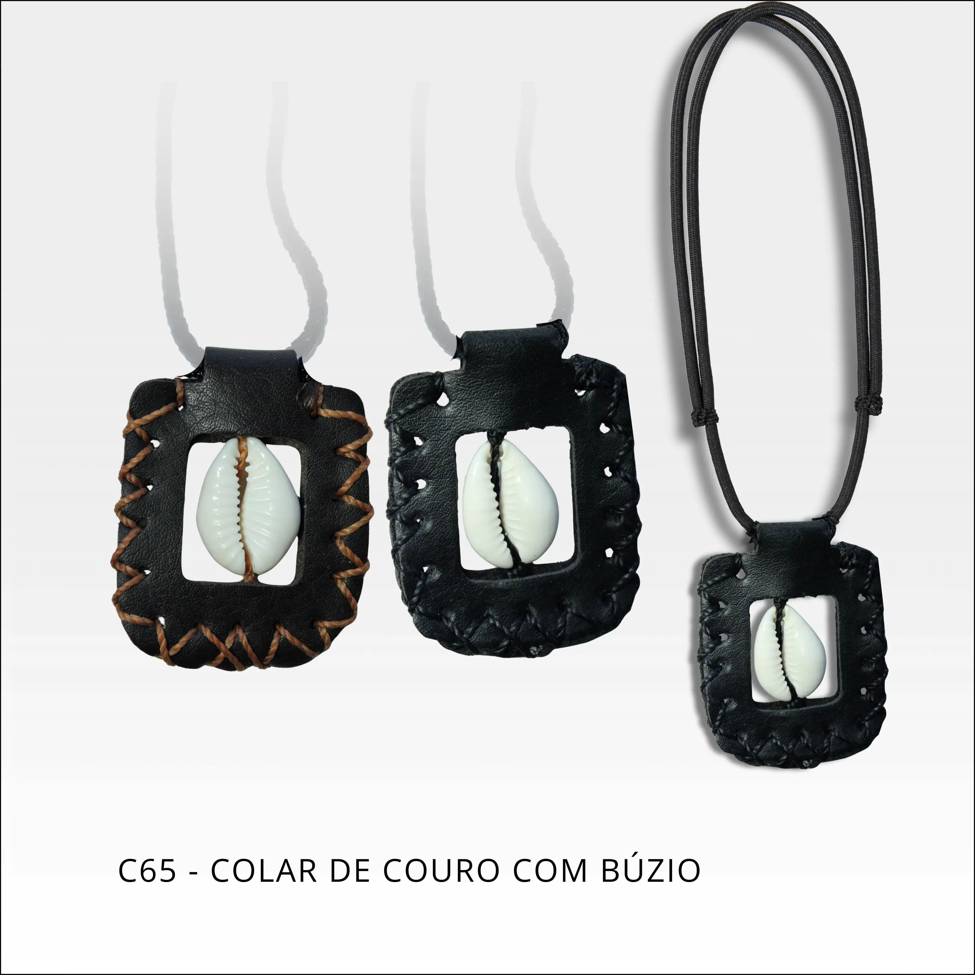 Colar de couro com búzio