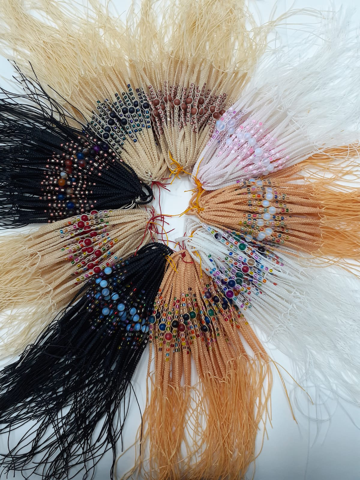 Pulseiras de Fio Encerado Pedras Formato Bola - Cores Variadas